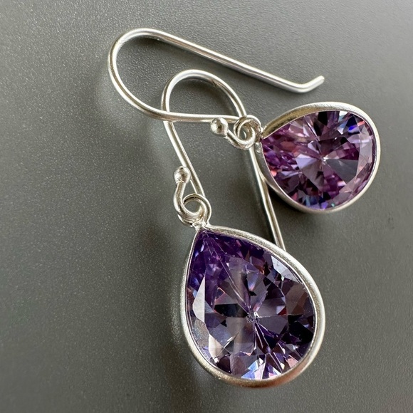 Sterling Silver Crystal Gemstone Drop Earrings - Picture 11 of 14